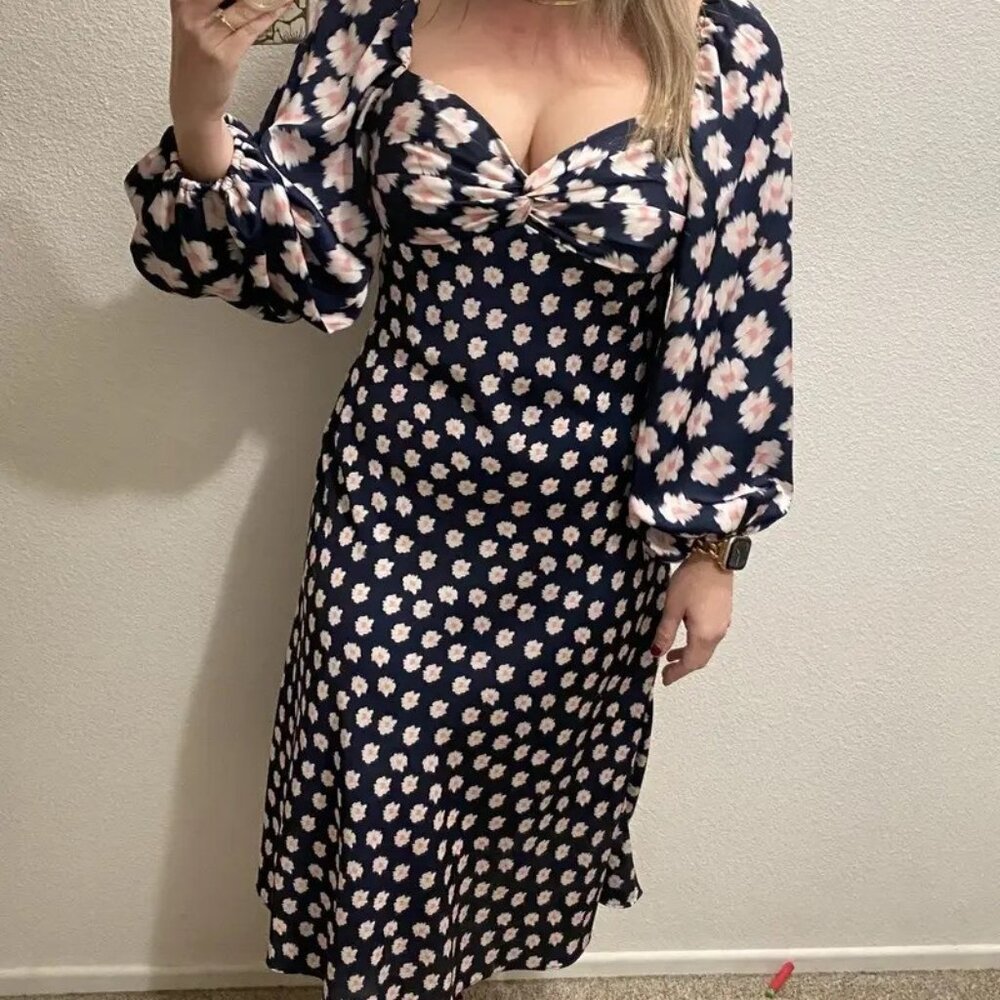 Sachin & Babi Melody Navy Midi Dress Size 4 | Designer Women’s Cocktail Style - Picture 2 of 16